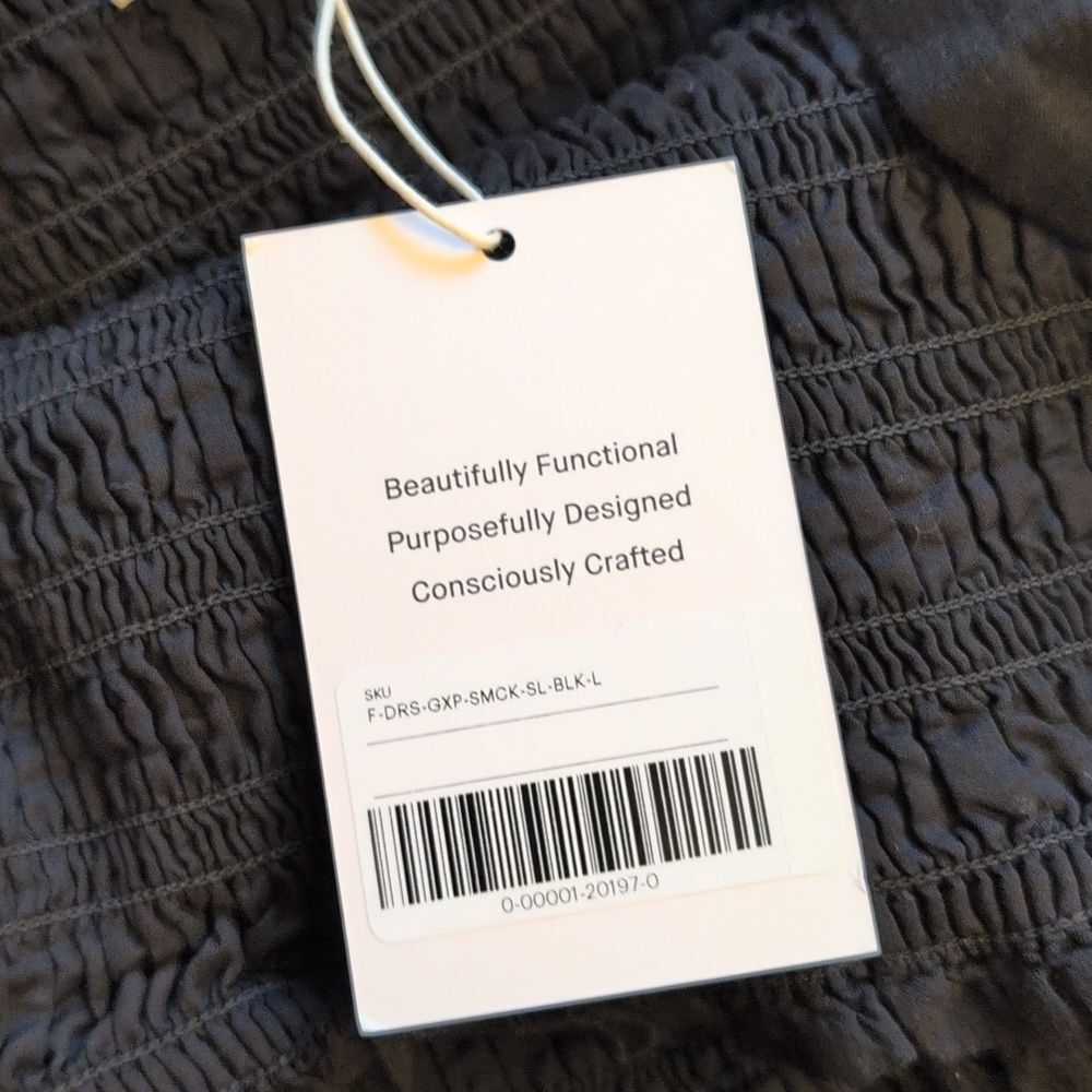 NWT Everlane The Gauze Smock Dress Black Midi Length Square Neck Size L - Picture 5 of 13